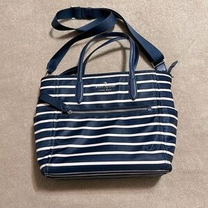 Kate Spade navy blue striped shoulder bag; gently used